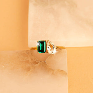 Toi Et Moi Gemstone Classic Ring NikNenz™ Premium Gold & Diamonds