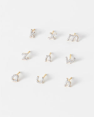 Sparkling Mini Letter Pavé Stud Earrings.