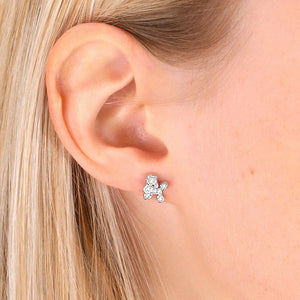 Sterling Silver CZ Poodle Stud Earrings