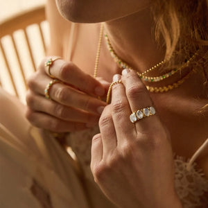 Bold Moonstone Ring 18Ct Gold Plate
