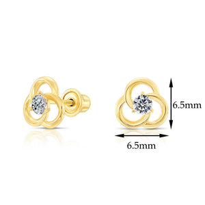 10K Yellow Gold Flower Stud Earrings