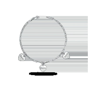 Custom Name Drop Heart Charm Bracelet
