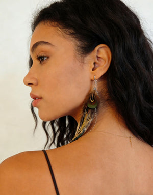 Locke Chicken Feathers Earring with Silver Hook, Party Earrings , Real Feather Earrings: Handmade Boho Style Emu & Rooster ,Gift for Her