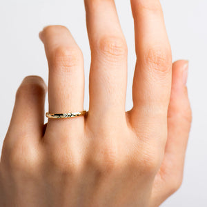 2 Mm Hammered Textured Ring, Single Diamond Ring, 14K / 18K Yellow Gold, Stack Diamond Band, Tiny Diamond Ring, Wedding Band, Promise Ring