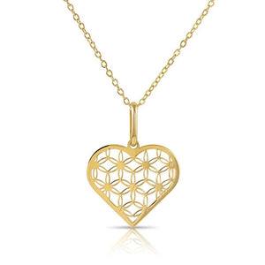 Stunning 14K Yellow Gold Floral Heart Pendant with 18" Necklace - A Timeless Gift!.