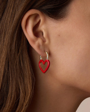 Open Heart Enamel Padlock Hoops NikNenz™ Premium Gold & Diamonds
