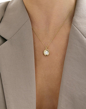 Stunning Organic Bezel Lab Diamond Pendant - Eco-Friendly Elegance.