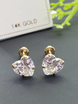 Elevate Your Style with 14K Gold Heart Cut Sparkling Stud Earrings - Perfect for Birthdays & Everyday Luxury!.