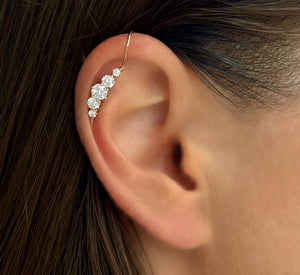 Cubic Zirconia Ear Cuff No Piercing – Handmade Silver Helix Wrap