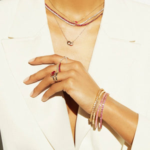 Lab Grown Red Ruby Baguette Eternity Ring NikNenz™ Premium Gold & Diamonds