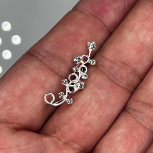 Sterling Silver Crystal Vine Ear Climber Floral Crawler Earrings