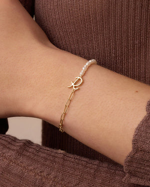 Lou Pearl Alphabet Bracelet