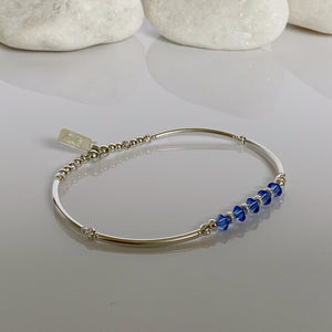 Elegant Sterling Silver Sapphire Bead Bracelet - Perfect 50th Birthday Gift & September Birthstone Jewelry for Best Friend.