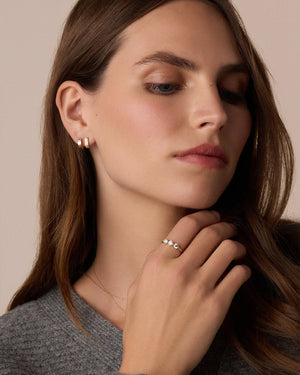 14K Diamond Love Rose Single Huggie