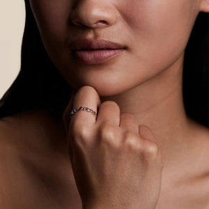 Stunning Silver Sunset Pear Band Ring - Elevate Your Style!.