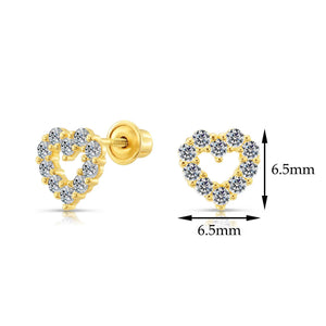 10K Yellow Gold Heart Stud Earrings