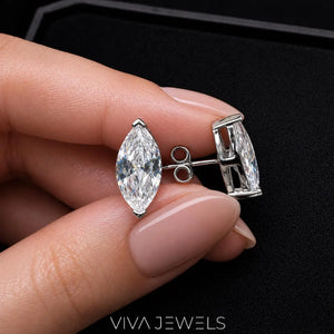 Lab Created Diamond Marquise Cut Earrings (1–2Ct) S925 Sterling Silver White Gold Plated