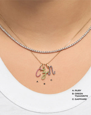 Personalized Gemstone Initial Pendant - Customizable Elegance.