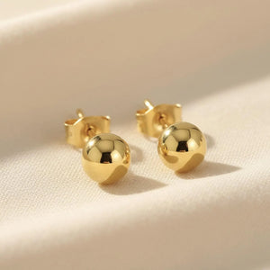 14K Solid Gold Ball Stud Earrings, Classic round Ball Studs, with Secure Butterfly Pushbacks, 3Mm, 4Mm, 5Mm, 6Mm, 7Mm, 8Mm, by TILO Jewelry