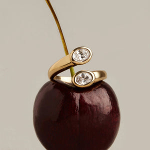 Lab Grown White Sapphire Twin Ellipse Ring NikNenz™ Premium Gold & Diamonds