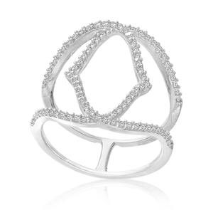Stunning CZ Double Band Crossover Open Ring in Sterling Silver – Elevate Your Style for Any Occasion!.