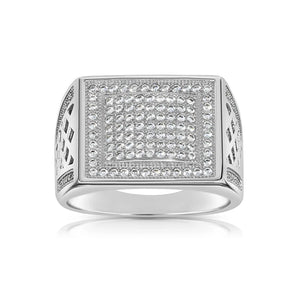 Bold 925 Sterling Silver Pave Square Signet Pinky Ring – Stunning Sparkle for Weddings & Everyday Elegance.