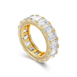 Stunning Gold Plated CZ Baguette Eternity Ring – Perfect Timeless Gift for Anniversaries & Everyday Elegance.