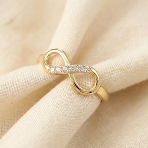 Dainty 10K Yellow Gold Infinity Ring – Perfect Forever Love Gift for Anniversaries and Everyday Elegance.