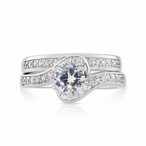 Stunning CZ Two-Tier Sterling Silver Engagement Ring Set – Perfect for Proposals, Weddings, and Anniversaries.