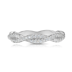 Sterling Silver Infinity Crossover Ring with Sparkling Cubic Zirconia – Perfect Gift of Eternal Love for Her on Anniversaries & Everyday Elegance.