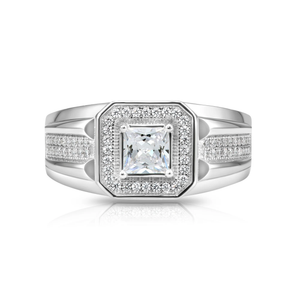 Elegant 925 Sterling Silver Princess-Cut Pave Pinky Ring - Perfect for Weddings, Anniversaries & Everyday Glamour.