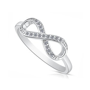 Sparkling Sterling Silver Infinity Ring with Simulated Diamonds – A Timeless Gift for Her on Any Occasion.