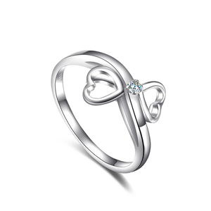 CZ Double Open Heart Ring in Sterling Silver - A Sparkling Gift of Love for Anniversaries and Everyday Elegance.
