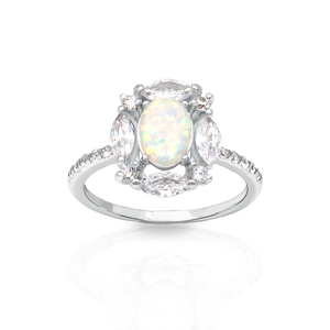 Stunning CZ Fire Opal Oval Ring in Sterling Silver – A Dazzling Gift for Birthdays & Everyday Elegance.
