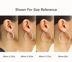 Classic 925 Sterling Silver Chunky Polished Hoop Earrings - 3mm Thin Shiny Elegance