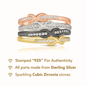 Sterling Silver Infinity Stackable Rings – 4 Timeless Bands for Everyday Elegance.