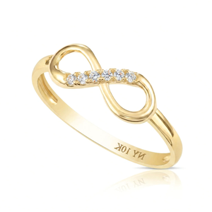 Dainty 10K Yellow Gold Infinity Ring – Perfect Forever Love Gift for Anniversaries and Everyday Elegance.