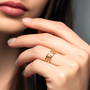 Stunning 14K Yellow Gold Openwork Ring with Unique Artistic Design – Perfect Statement Gift for Her Birthdays & Everyday Elegance.