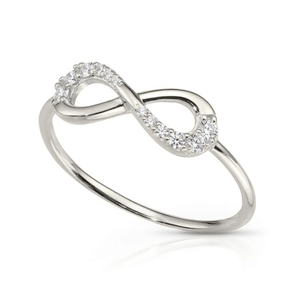14K White Gold Diamond Infinity Ring - 0.14Ctw Elegant Forever Love Gift for Her, Perfect for Anniversaries & Everyday Wear.