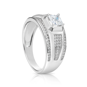Elegant 925 Sterling Silver Princess-Cut Pave Pinky Ring – A Sparkling Gift for Anniversaries & Everyday Luxury.