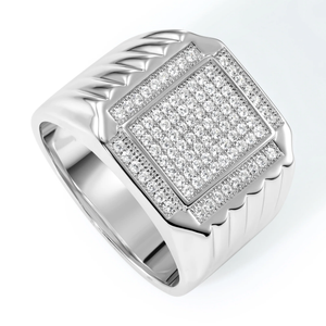 Bold 925 Sterling Silver Pave Square Signet Pinky Ring – Perfect Luxurious Gift for Anniversaries & Everyday Elegance.