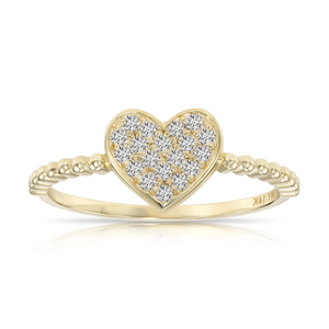 14K Gold Diamond Heart Ring - 0.17Ctw Elegant Love Gift for Her, Perfect for Anniversaries & Everyday Glamour.