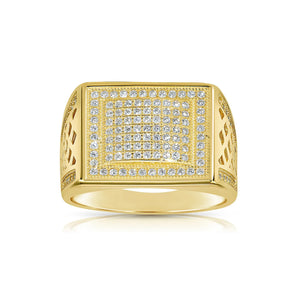 Bold 925 Sterling Silver Pave Square Signet Pinky Ring – Stunning Sparkle for Weddings & Everyday Elegance.