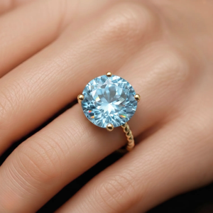 Stunning 14K Yellow Gold Sky Blue Topaz Ring - Perfect Birthday Gemstone Gift for Her!.