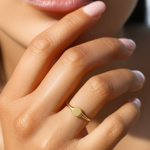 14K Yellow Gold Oval Link Beaded Band Ring – Elegant Everyday Luxury Gift for Her, Perfect for Birthdays and Special Occasions.
