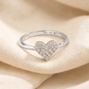 Elegant 14K White Gold Diamond Heart Ring 0.31Ctw – Perfect Romantic Gift for Her on Anniversaries & Everyday Wear.