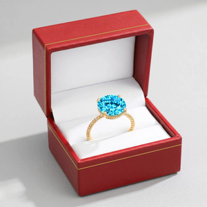 Stunning 14K Yellow Gold Swiss Blue Topaz Ring – Perfect Birthstone Gift for Her!.