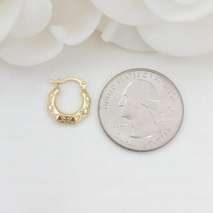 Stunning 14K Gold Textured 12mm Hoops - Perfect Earrings for Girls & Kids - Fine Jewelry.