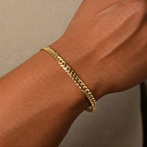 925 Sterling Silver Gold Plated Miami Cuban Link Bracelet, 5Mm Thick