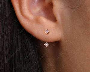 Gold Plated Sterling Silver Ear Jacket Earrings • CZ Dainty Minimal Earring